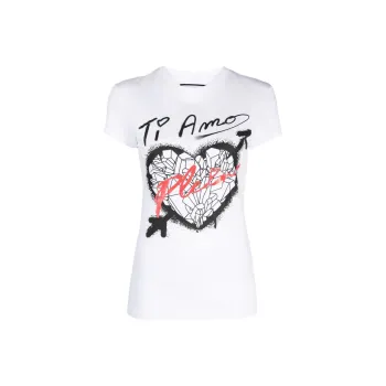 PHILIPP PLEIN Sexy Pure Fit Heart print T shirt