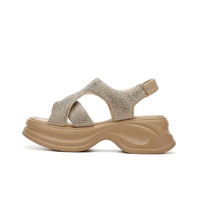 DAPHNE Beach Sandals Women's Apricot, Black-0