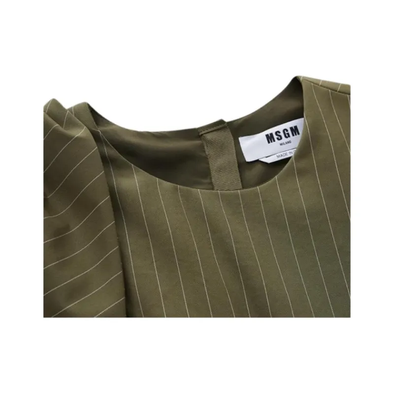 MSGM Bow Detailed Pinstriped Mini Dress-2