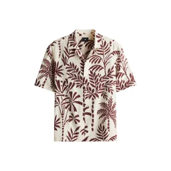 H&M Shirts Men Beige/Dark Red