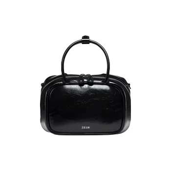 ZESH Cow Leather Bowling Bag, Handbag Small Size Women's Multicolor