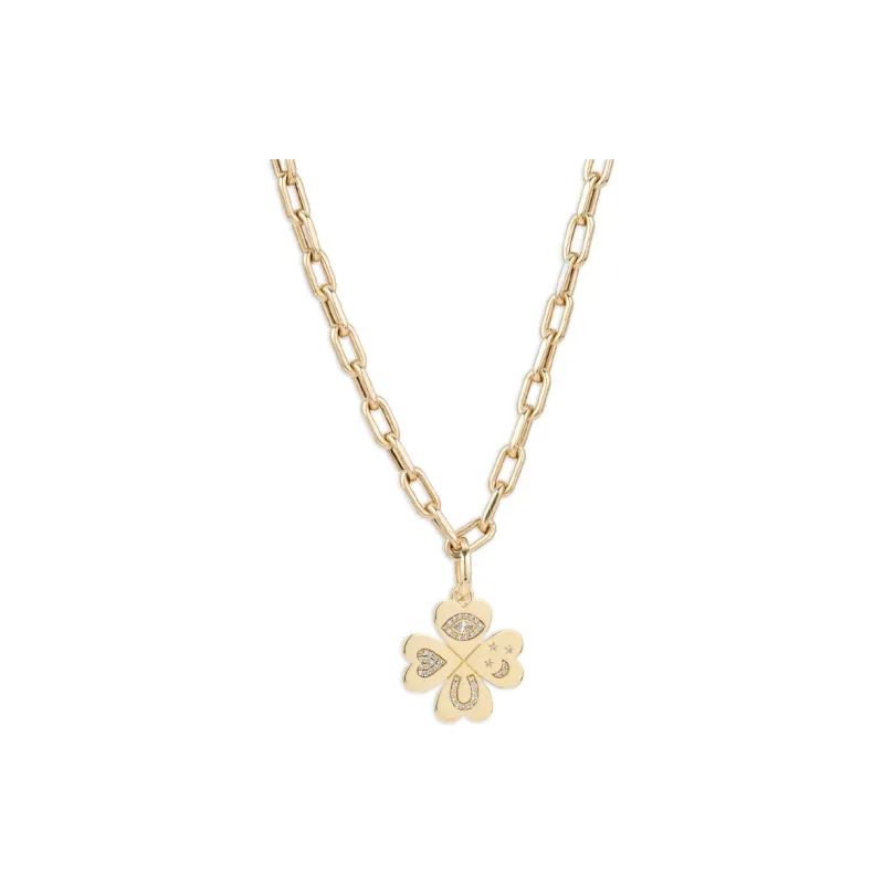 Adina Reyter 14K Yellow Gold Clover Diamond Necklace-0
