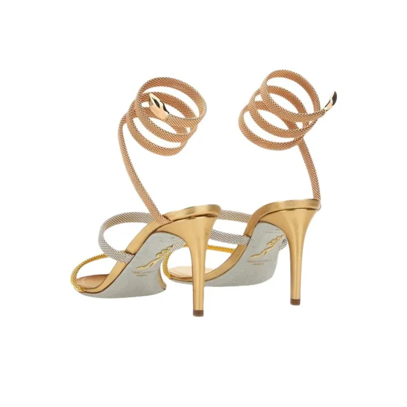 RENE CAOVILLA Trigold Cleo One Strap Sandals Women's Gold-2