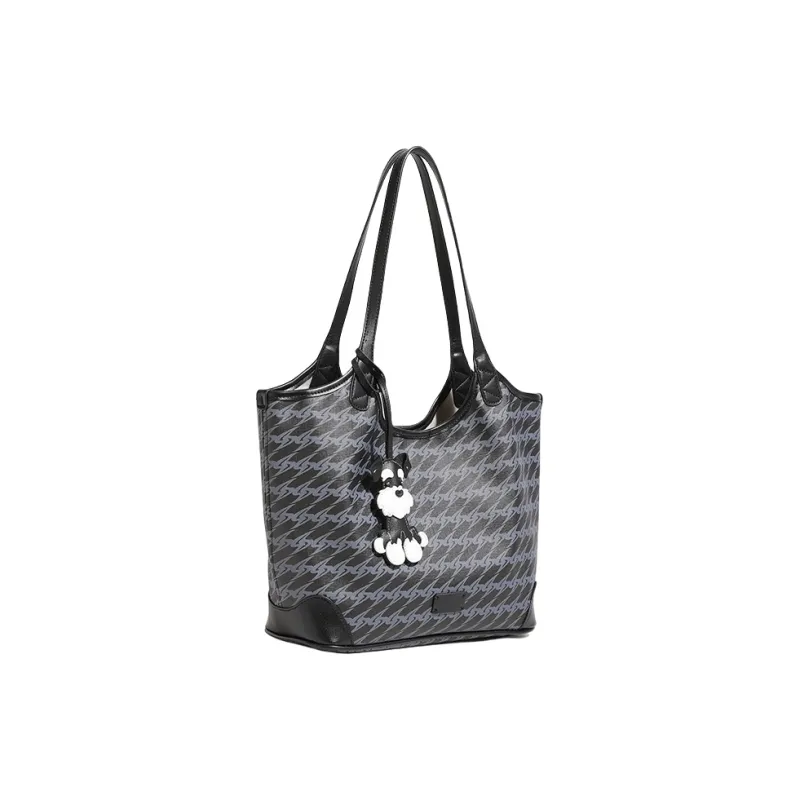 PESASRIE PU Tote Bag, Shopping Bag, Shoulder Bag Women's Black-2
