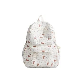 WICKBUEN Nylon Fabric Backpack Unisex Ecru/Yellow