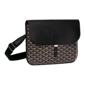 GOYARD Canvas With Calfskin Messenger Bag, Crossbody Bag, Shoulder Bag Unisex Black