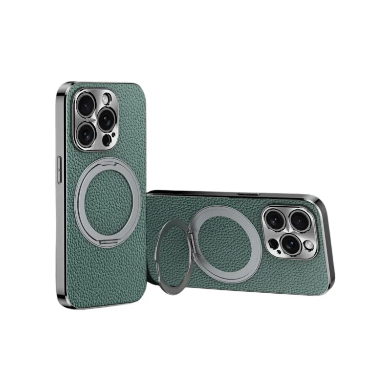 Record Star Leather Material Rotating Stand, Electroplated ToGo Phone Cases Compatibility IPhone16ProMa Business Formal-8