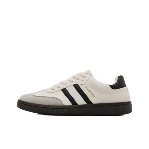 HUANQIU Slip Resistant, Abrasion Resistant, Breathable Low Top Skateboard Shoes Men's Beige Black
