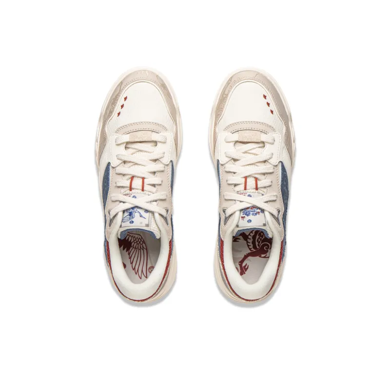 LINING Moon White 3 Skateboard Shoes Women's Low-Top Blue White-3