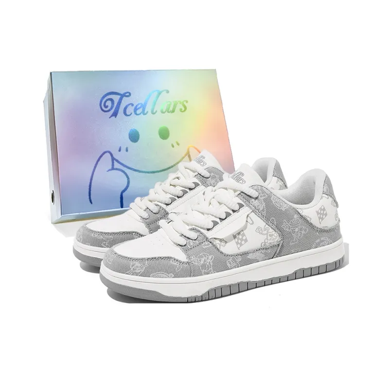 TCELLARS Cushioning, Abrasion Resistant, Height Increasing Low Top Skateboard Shoes Unisex Panda White-6