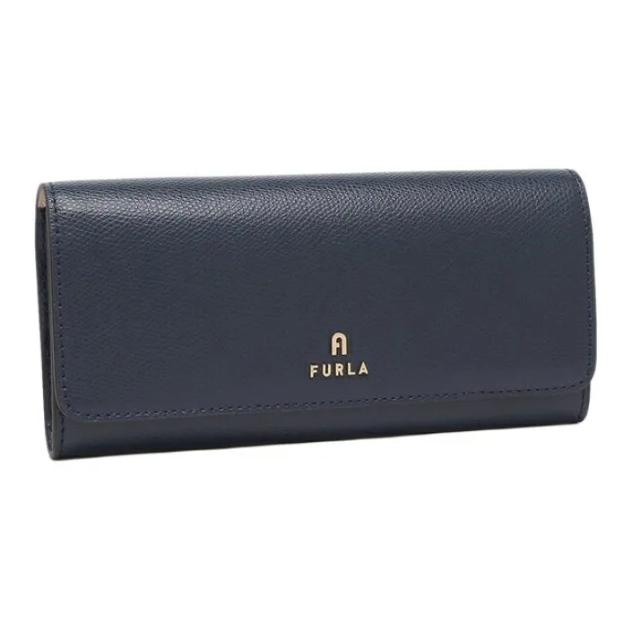 Furla Leather Wallet Women's Marine Blue & Beige-1