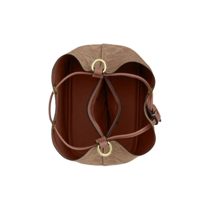 COACH Rowan Leather Bucket Bag Handbag Trumpets Women's Brown-3