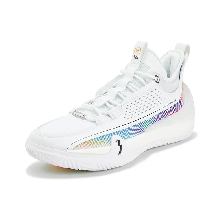 361° Zen 7 Cushioning Coverage Abrasion Resistant Slip Resistant Low Top Basketball Shoes Men's White Blue-1
