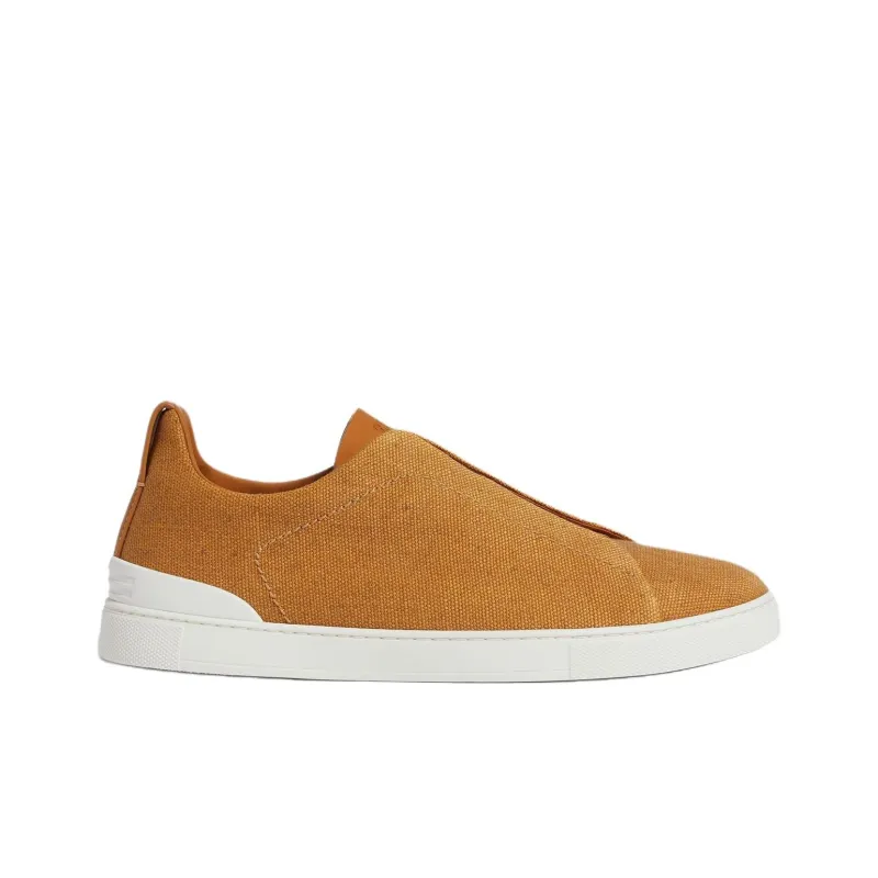 Zegna Triple Stitch Low Top Skateboard Shoes Men's Brown-1