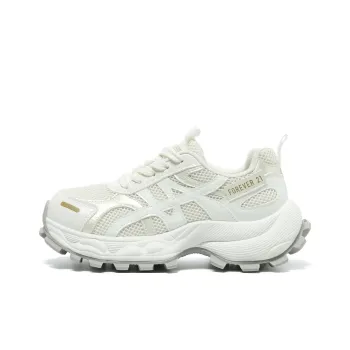 FOREVER 21 Slip Resistant, Abrasion Resistant, Breathable, Height Increasing Low Top Chunky Sneakers Women's Ecru