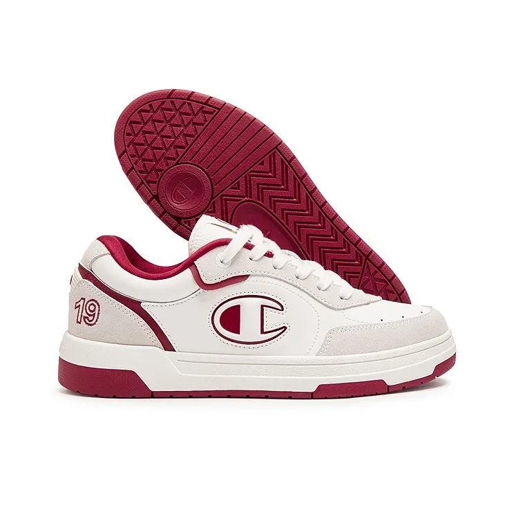 Champion Balance Low Top Skateboard Shoes Unisex Milk White/Ember Red-3