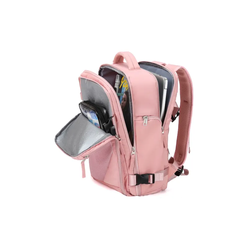 JEANSWEST Polyamide Backpack Unisex Black/Pink-8