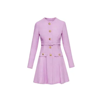 OSCAR DE LA RENTA Floral Button-detail Tweed Minidress