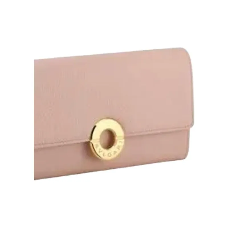 BVLGARI Calfskin Wallet Tubas Women's Pink-3