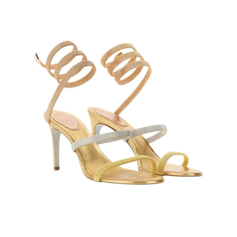 RENE CAOVILLA Trigold Cleo One Strap Sandals Women's Gold-1