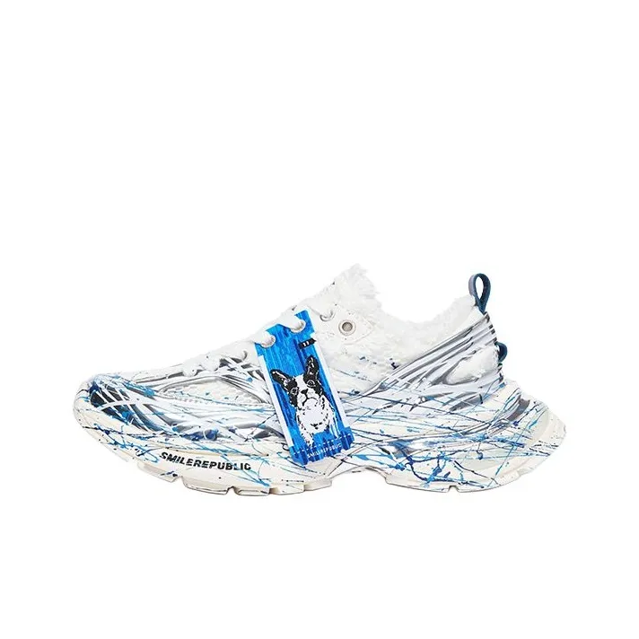 SMILEREPUBLIC SKYLINE Cushioning And Breathable Low Top Chunky Sneakers Unisex Silver White-6