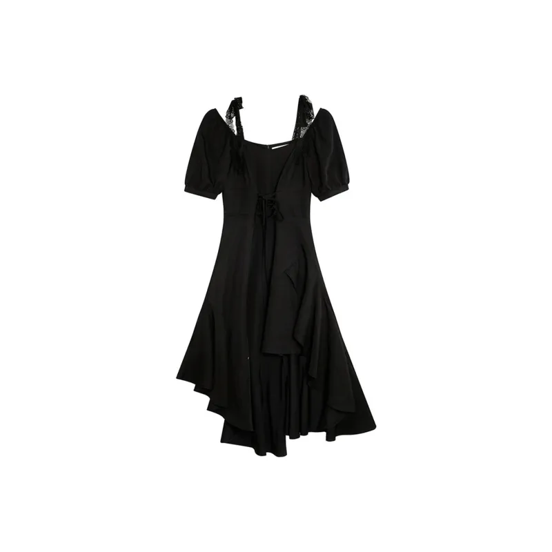 Mu Xiao Xin Slip Dresses Women's Black-0