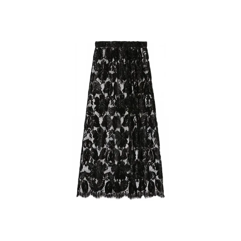 GUCCI Crystal embellished Floral lace Skirt-1