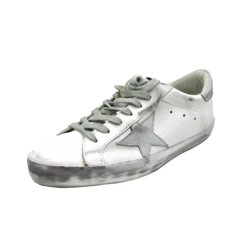 Golden Goose Super Star Low Top Skateboard Shoes Men's White Silver-2