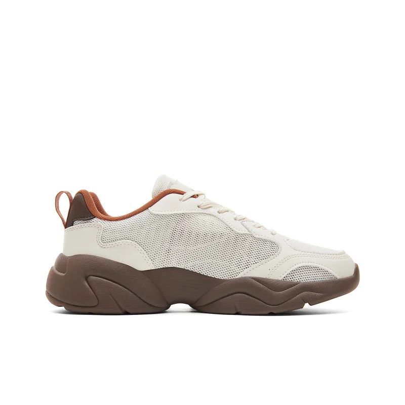 PEAK Sea Cushioning Height Increasing Lightweight Breathable Slip Resistant Low Top Chunky Sneakers Men's White Brown-1
