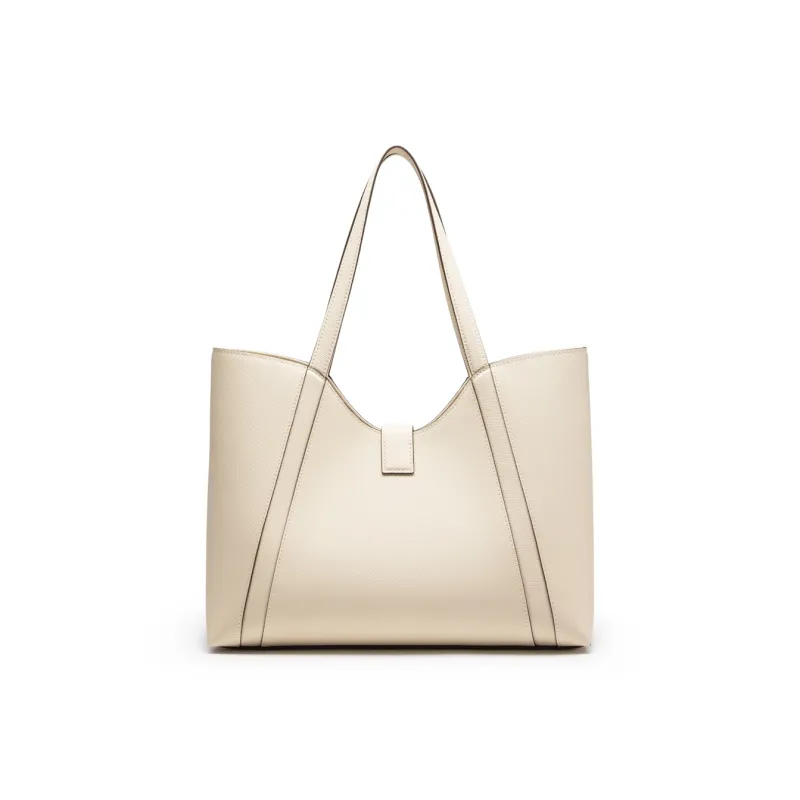 Chrisdien Deny Cow Leather Tote Handbag, Shoulder Bag Women's Ecru/Khaki/Black-15
