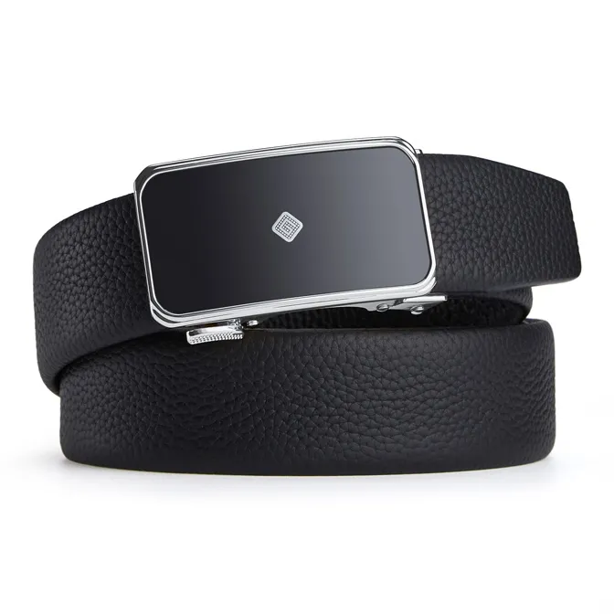 Jeccieziio Cow Leather Belts Men's Gunmetal, Gold, Silver Width 3.5cm-17