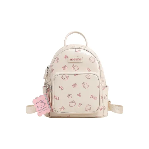 TOUTOU Hello Kitty Collaboration Hello Kitty Synthetic Leather Backpack Women's Cream White/Strawberry Pink