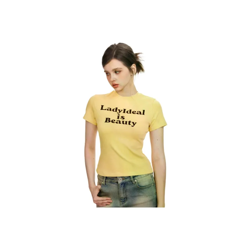 LADY IDEAL Set in Sleeve T Shirt Women's-2
