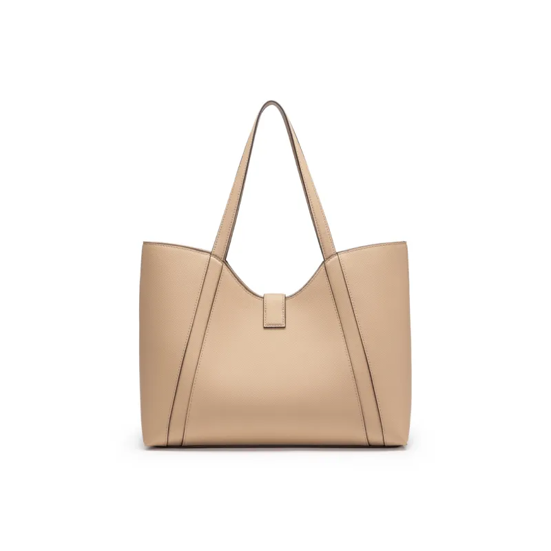 Chrisdien Deny Cow Leather Tote Handbag, Shoulder Bag Women's Ecru/Khaki/Black-8