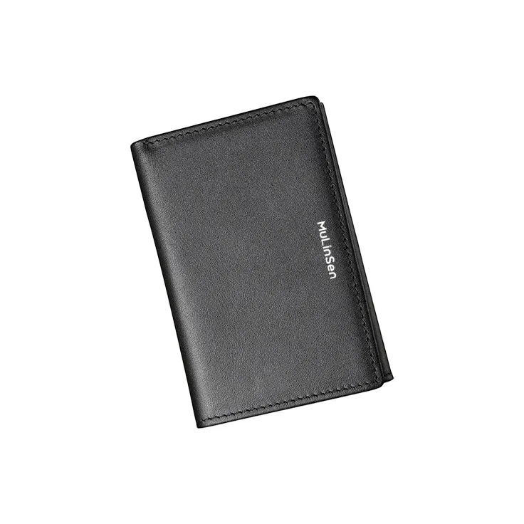 Mulinsen Top Grain Cow Leather Wallet Regular Men's Black/Dark Brown-0