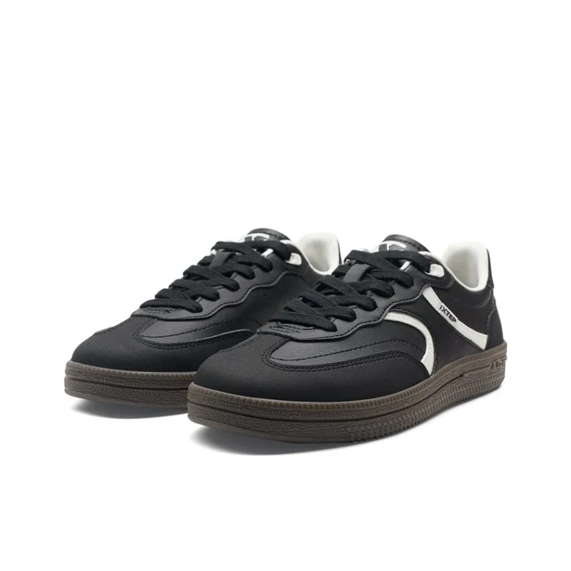 XTEP German Army Trainers Thin Sole T Trainers Lightweight Low Top Skateboard Shoes Women's Black White-3