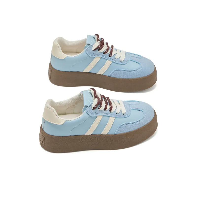 La Chapelle Anti Slip Wear Resistant Low Top Skateboard Shoes Women's Blue-3