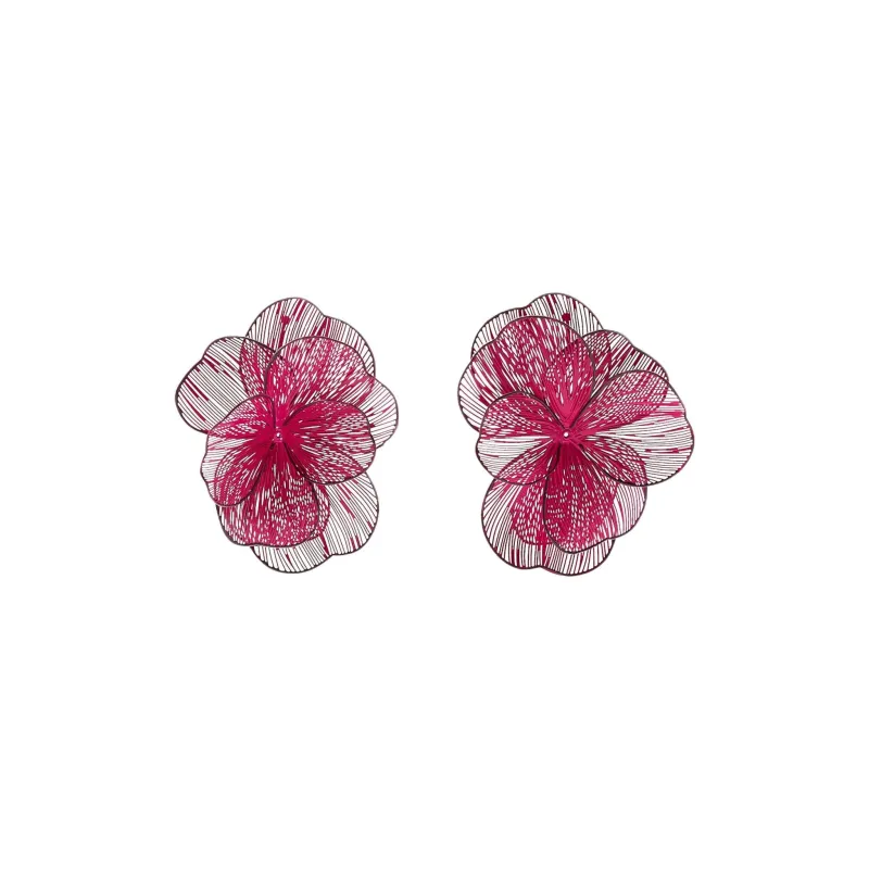 ZARA Brass Earrings Women's Dark Purple Red-0