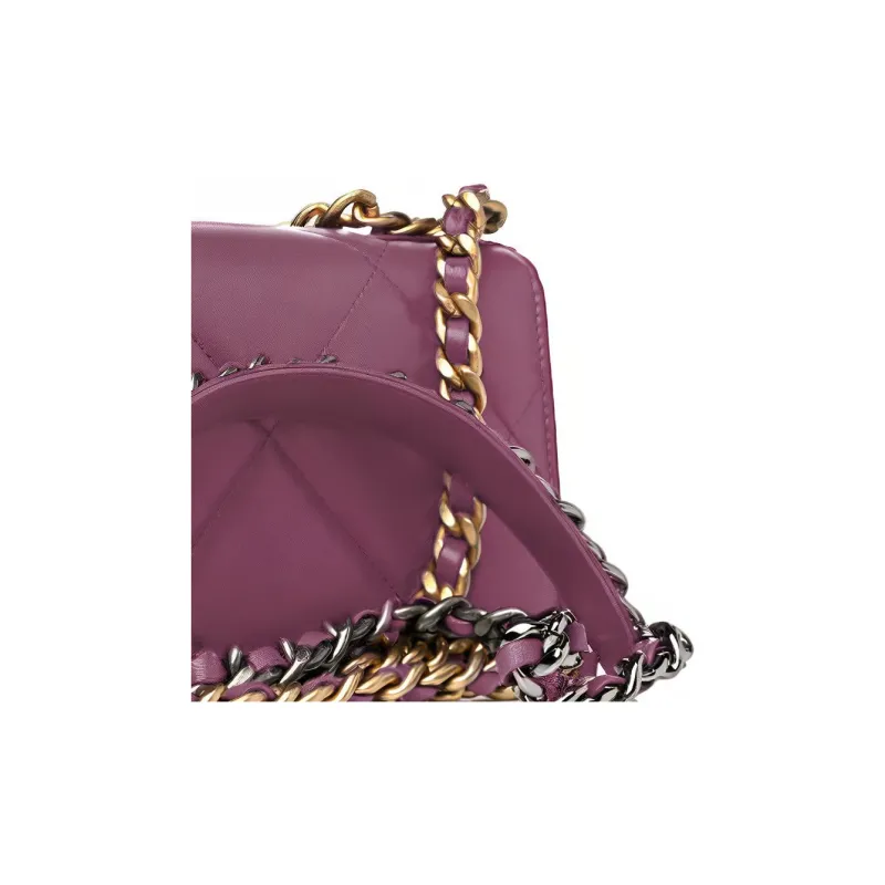 CHANEL 19Bag Lambskin Crossbody Bag, Shoulder Bag Women's Purple-3