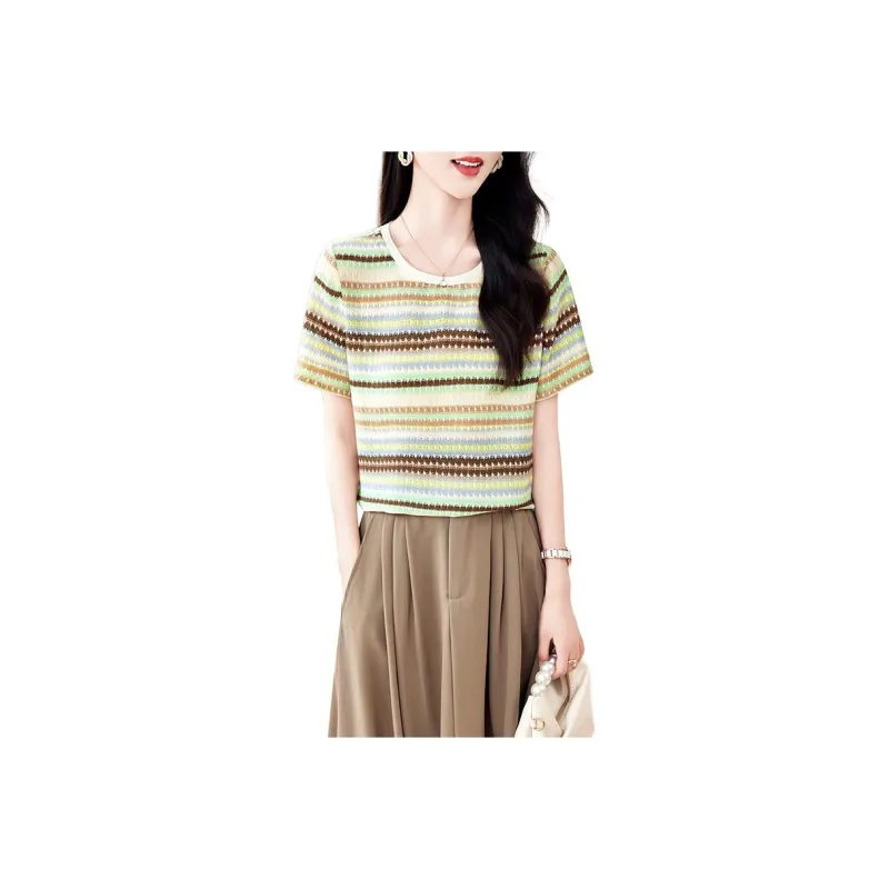 Yi Mengyuan Set in Sleeve Silk T shirt Women's-25