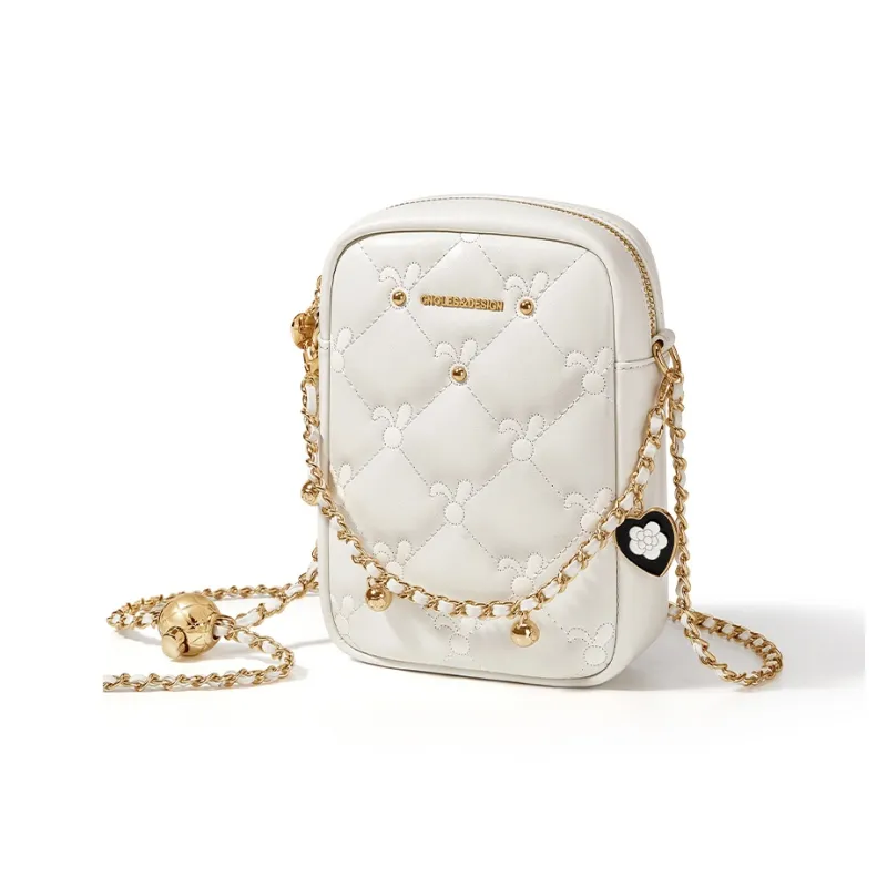 CNOLES Cow Leather Shoulder Bag, Crossbody Bag Regular Women's Cream White-1