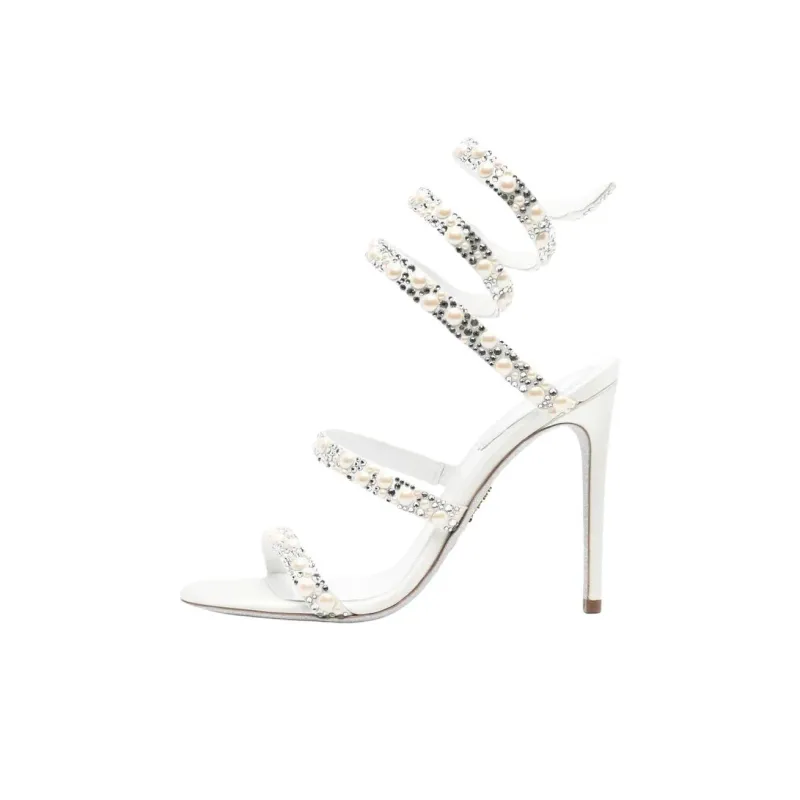 RENE CAOVILLA One Strap Sandals 10cm Women's White-0