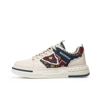 Warrior Slip Resistant, Abrasion Resistant, Lightweight Low Top Skateboard Shoes Men's Beige Dark Blue Red