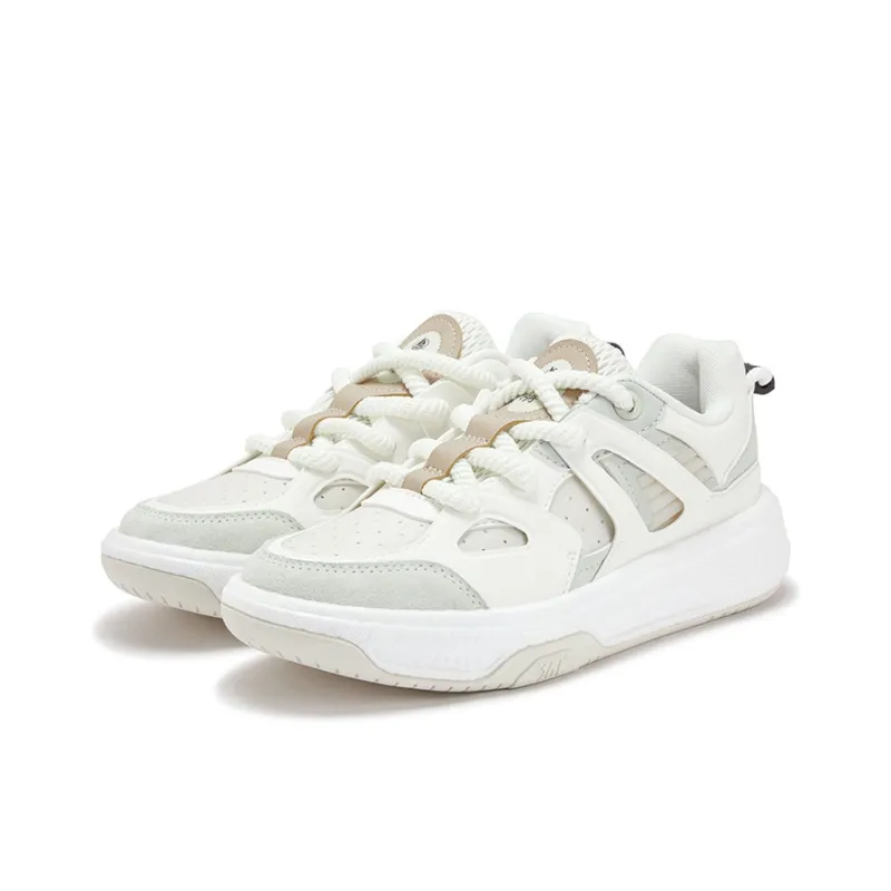 361° Rowing Boat Anti Slip Wear Resistant Low Top Skateboard Shoes Women's White Green-2