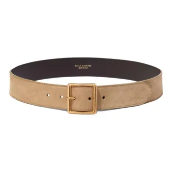 NILI LOTAN Brass, Calfskin Leather Belts Unisex Khaki 