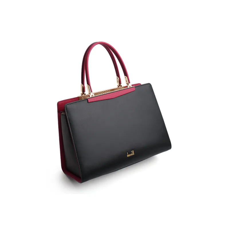 Danxilu Cow Leather Unique Style, Exquisite Bag, Grandmother Bag, Shoulder Bag, Crossbody Handbag Tubas Women's Black-2