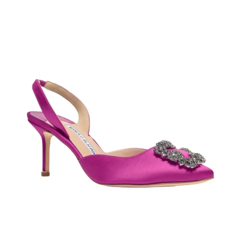 MANOLO BLAHNIK Hangisi Slim Heel High Heels 7cm Women's Pink-2