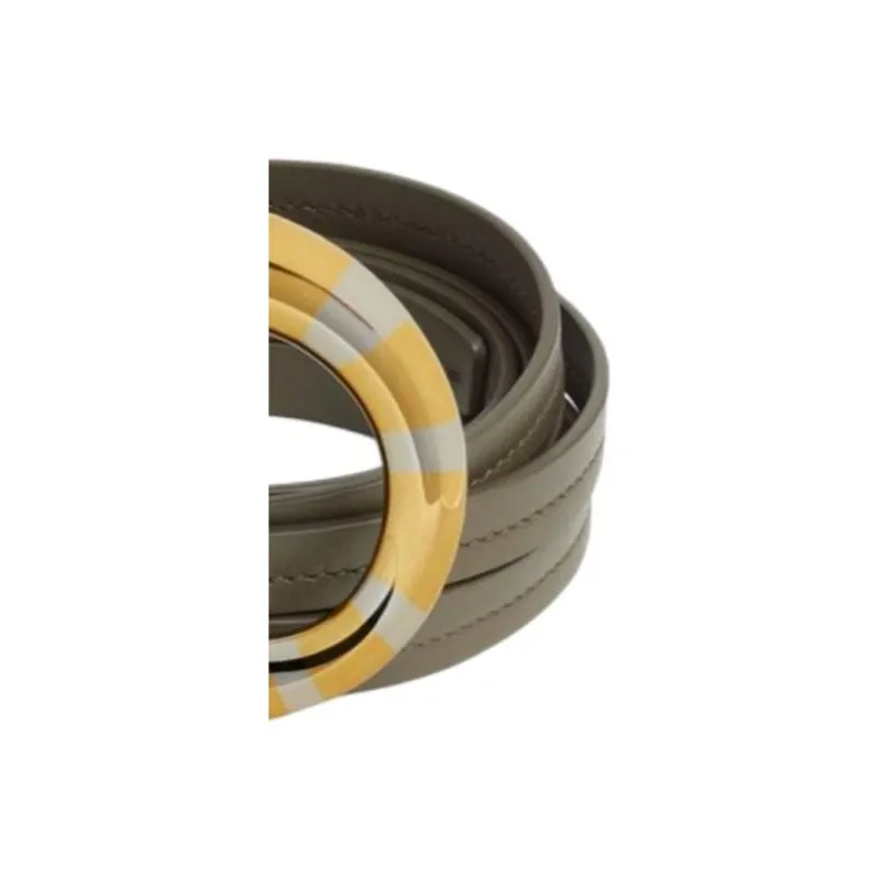 Bottega Veneta Calfskin Leather Belts Women's Umber Width 2CM-2