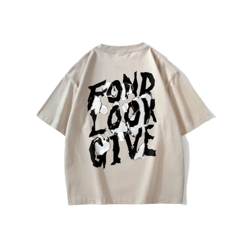 FONDLOOK T Shirts Unisex Light Beige Apricot-0