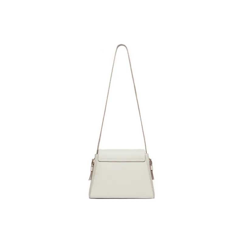 ZESH Litchi Grain Calfskin Shoulder Bag Medium Size Women's Ecru-2